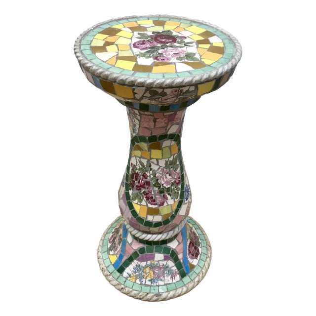 Vintage Artistic Mosaic Colorful Plant Stand or Pedestal Column For Sale