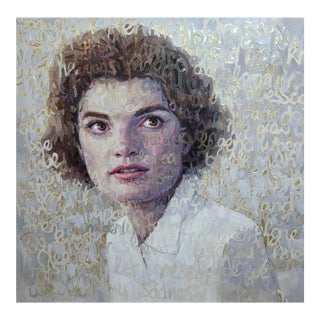 Christina Major Oil on Canvas of Jackie O with Gold Leaf 49 x 51 2021 For Sale