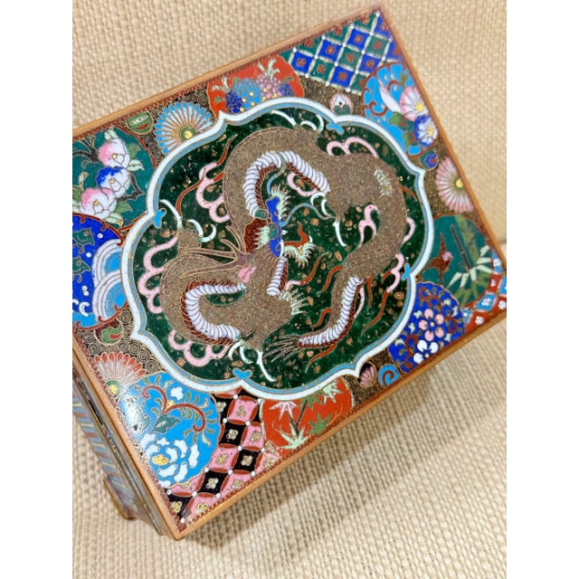 Japanese Cloisonne Enamel Dragon Trinket Box Attributed to Inaba, Meiji For Sale In New York - Image 6 of 11