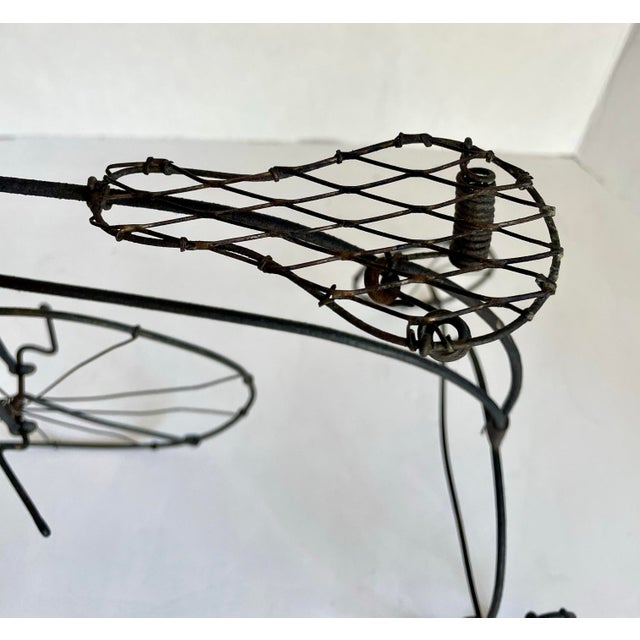 Mid-Century Folk Art Wire High-Wheel Tricycle Sculpture For Sale In Los Angeles - Image 6 of 9