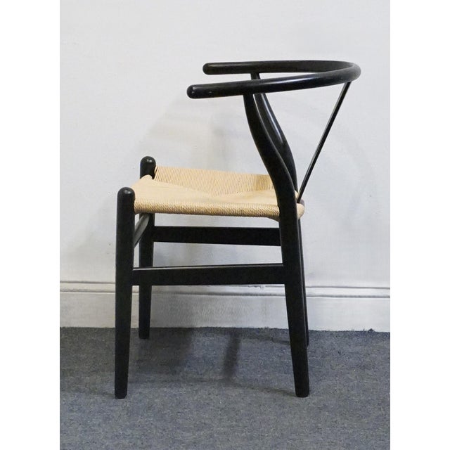 Early 21st Century Four Hands Grass Roots Collection Solid Teak Wishbone Back Dining Arm Chair W. Rush Seat For Sale - Image 5 of 10