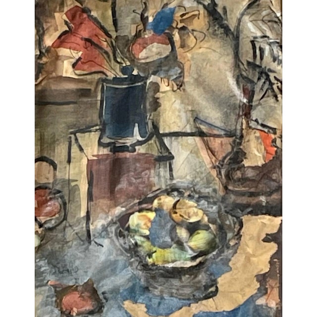 Expressionist Watercolor Modernist Movement Still Life, Signed. For Sale In West Palm - Image 6 of 10