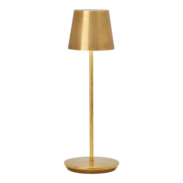 Sean Lavin by Visual Comfort Modern Nevis Cordless/Rechargeable Table Lamp in Natural Brass For Sale