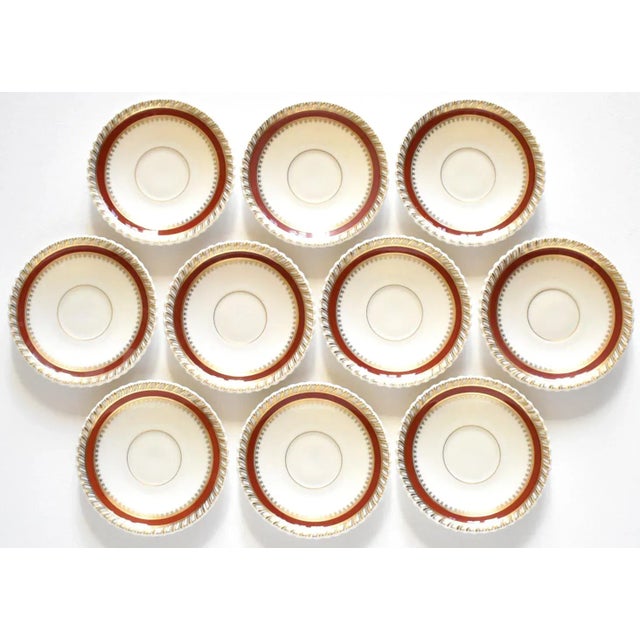 White Vintage Lenox "Georgian" Red & Gold Saucers - Set of 10 For Sale - Image 8 of 8