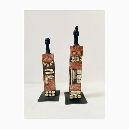20th Century Glazed Ceramic Sculptures, Set of 2 For Sale - Image 11 of 11
