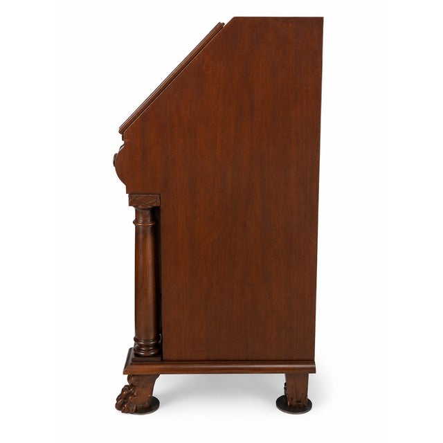 Traditional Antique Mahogany Ball & Claw Secretary Drop Front Desk For Sale - Image 3 of 7