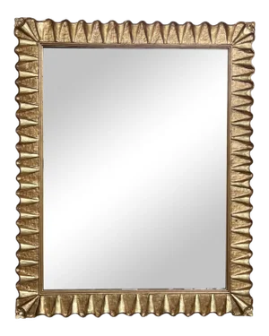 Hollywood Regency Gilded Rectangular Mirror With Undulating Ruffled Frame