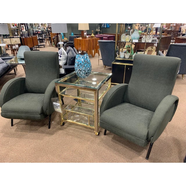 1960s Mid-Century Modern Brass and Glass Trolley Table Gold Bar Cart For Sale - Image 5 of 5