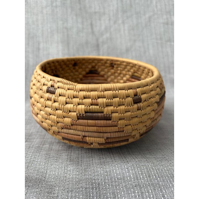 Small Vintage Hand Woven Coil Basket For Sale - Image 4 of 10