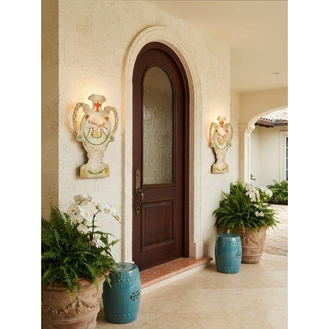 Off-white Vintage Hand-Painted Urn-Form Wall Sconces - a Pair For Sale - Image 8 of 12