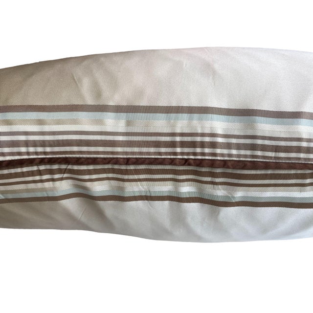 2020s Neutral Silk Striped Throw Pillow Cover For Sale - Image 5 of 5