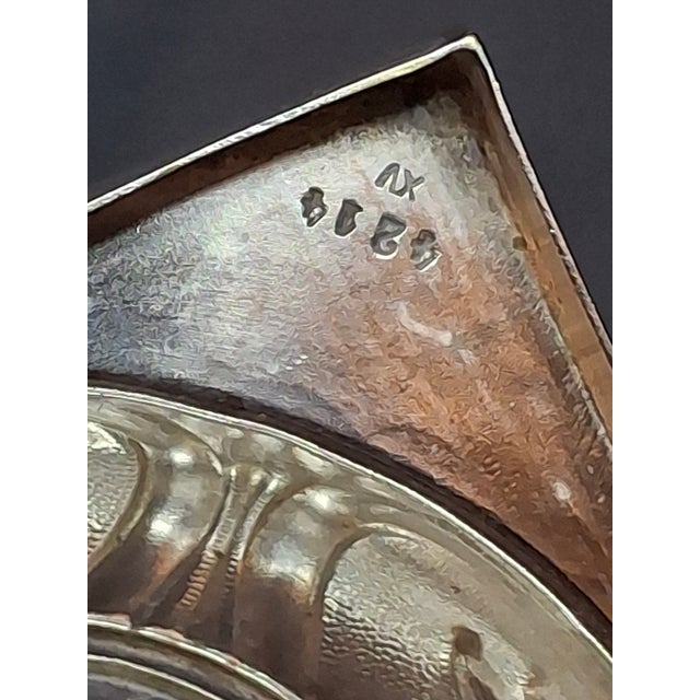 Silver Antique Fraget Warsaw Shabbat Candlesticks Pair No. 4214 Polish Silver Plate 11" For Sale - Image 8 of 18