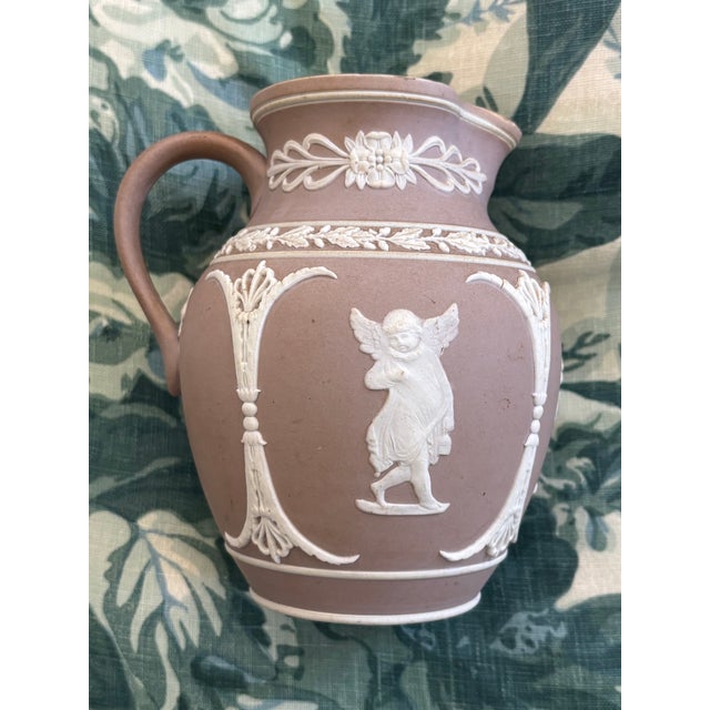 Antique Adam's Lilac Jasper Dip Jasperware Petite Pitcher MAKER'S MARK: Impressed "A" and "36" on bottom CIRCA: Early 20th...