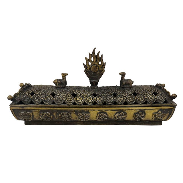 Metal Mid-20th Century Tibetan Hand-Crafted Bronze Incense Burner For Sale - Image 7 of 9