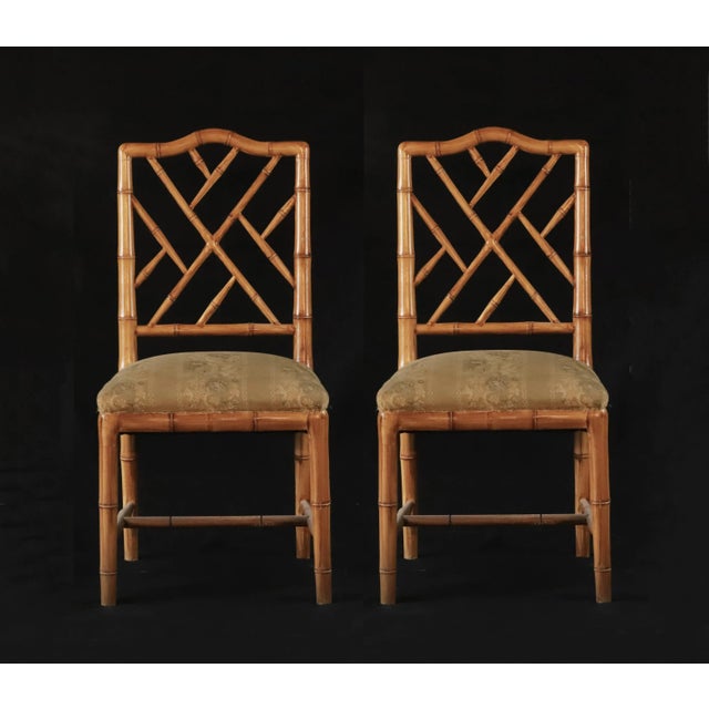 Four Vintage Chairs Made of Artificial Bamboo, Wooden Dining Chairs, Office Chairs 18"W * 17.5"D * 37"H Seat Height： 19"