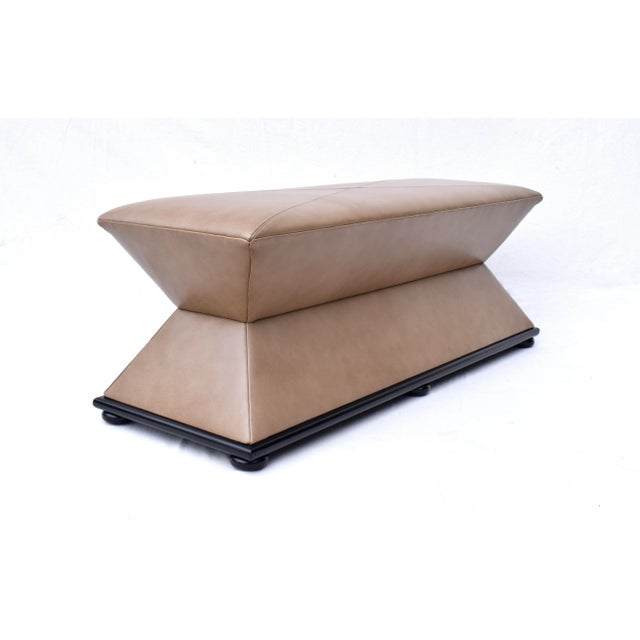 Art Deco Baker Furniture Hourglass Bench Ottoman With Leather Upholstery For Sale - Image 3 of 12