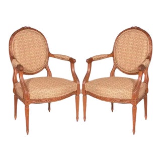 Pair of Traditional 19th Century Louis XVI Style Accent Chairs For Sale