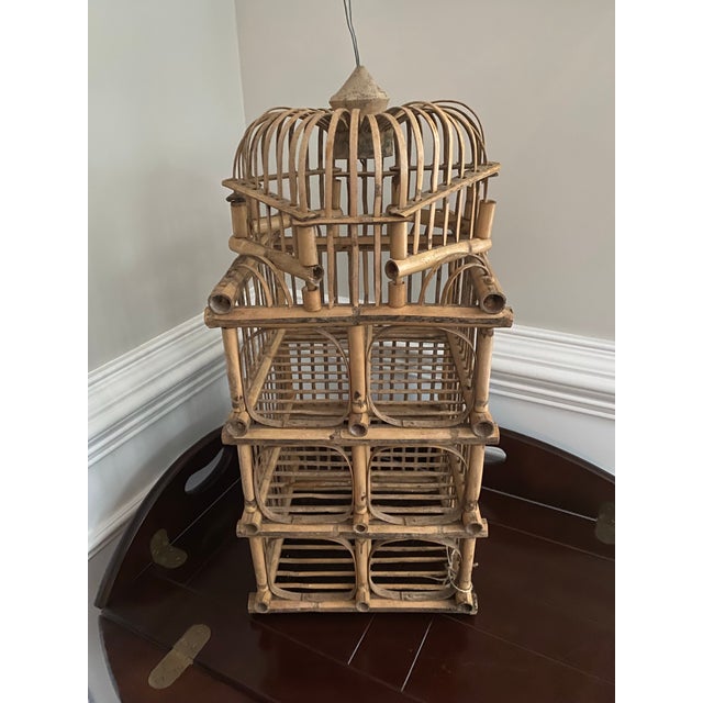1970s Vintage Rattan Pagoda Style Wine Rack For Sale - Image 9 of 9