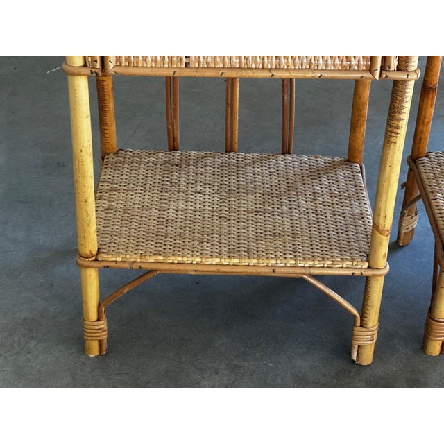 Vintage Bedside Tables in Rattan and Woven Wicker, Italy, 1970s, Set of 2 For Sale - Image 3 of 18