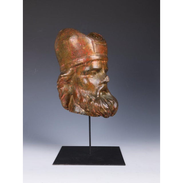 Polychrome Carved Bishop Bust, Continental Ecclesiastical Fragment, 1790, Limewood For Sale - Image 14 of 18