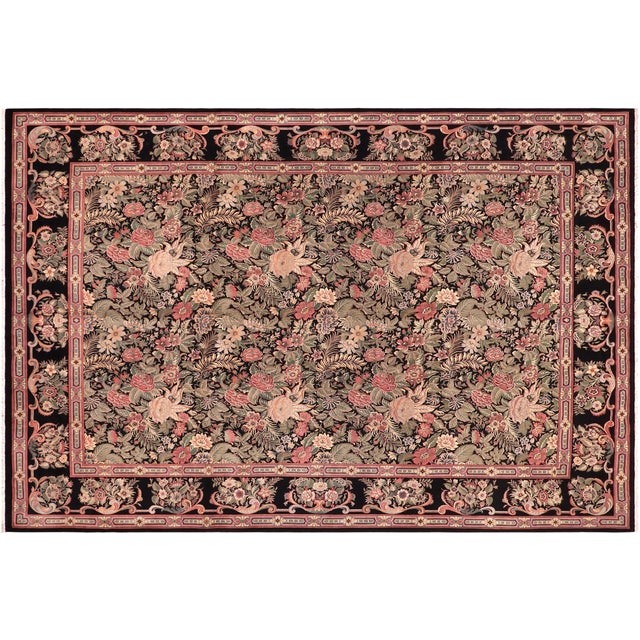 Black 1990's Pak-Persian Black/Black Wool Rug - 9'1'' X 12'4'' For Sale - Image 8 of 9