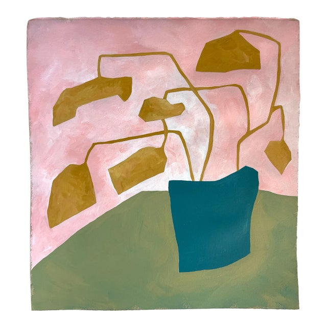 2025 "Ampia" Contemporary Botanical Painting on Cotton Paper by Artist r.k. Red For Sale