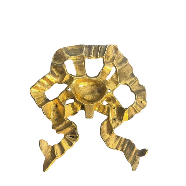 Vintage Hollywood Regency Brass Bow Wall Robe Hat Coat Hook For Sale - Image 10 of 13