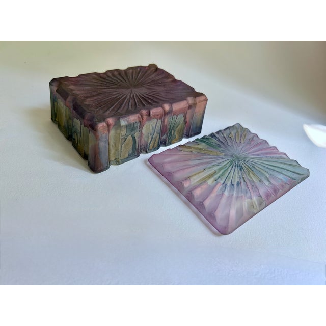 Iridescent Rainbow Glass Lidded Box, 1970's For Sale - Image 10 of 14