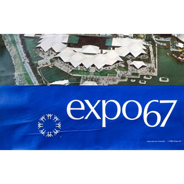 1967 Montreal Vintage Poster, Expo 67, Blue Background With For Sale - Image 4 of 4