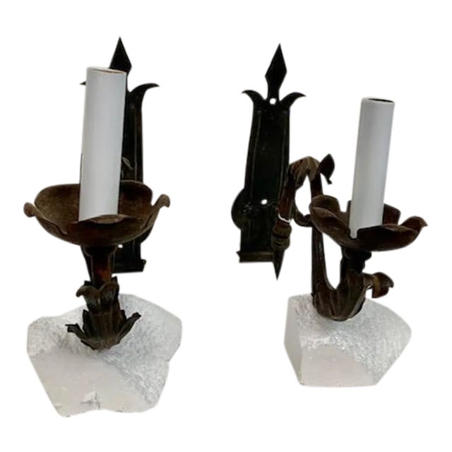Vintage Spanish Swing Arm Hand Forged Spanish Sconces - Pair For Sale