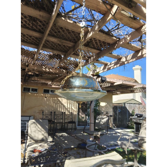 Brass 1960's Brass and Glass Pendant Light For Sale - Image 8 of 8