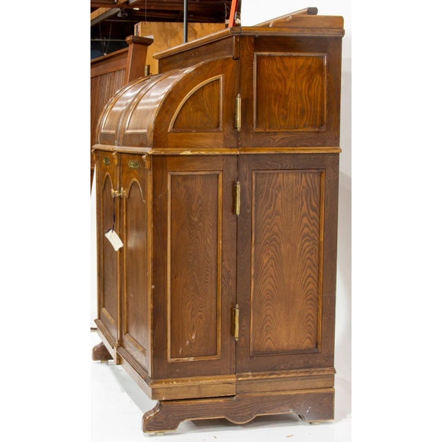 Wood Vintage Oak Wooten Crafts Desk Doors Opening to a Fold Down Writing Surface, Drawers, & Slots, For Sale - Image 7 of 9