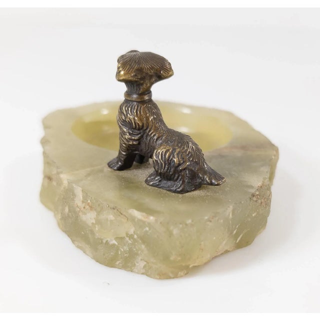Art Deco Early 20th Century Art Deco Style Onyx Stone Ashtray With Brass Scotty Dog For Sale - Image 3 of 9