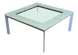 Modernist Metamorphic Extending Glass and Steel Coffee Table with Storage from Knoll, 2000s