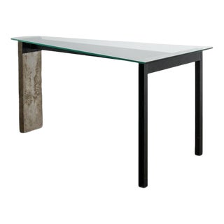Swedish Contemporary Concrete Desk Console Table in Glass & Metal by Jonas Bohlin for Källemo, 1990s For Sale