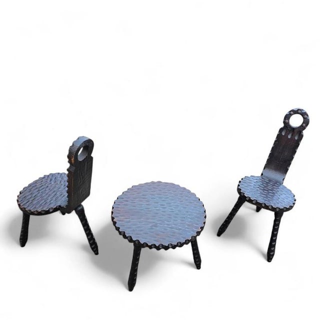 Brutalist Chairs and Side Table, Spain, 1970s, Set of 3 For Sale - Image 5 of 18