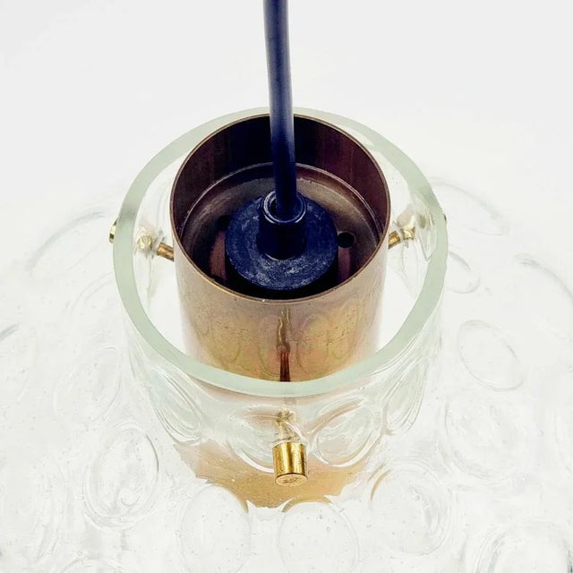 Metal Mid-Century Bubble Glass & Brass Pendant by Helena Tynell for Limburg, Germany, 1960s For Sale - Image 7 of 9
