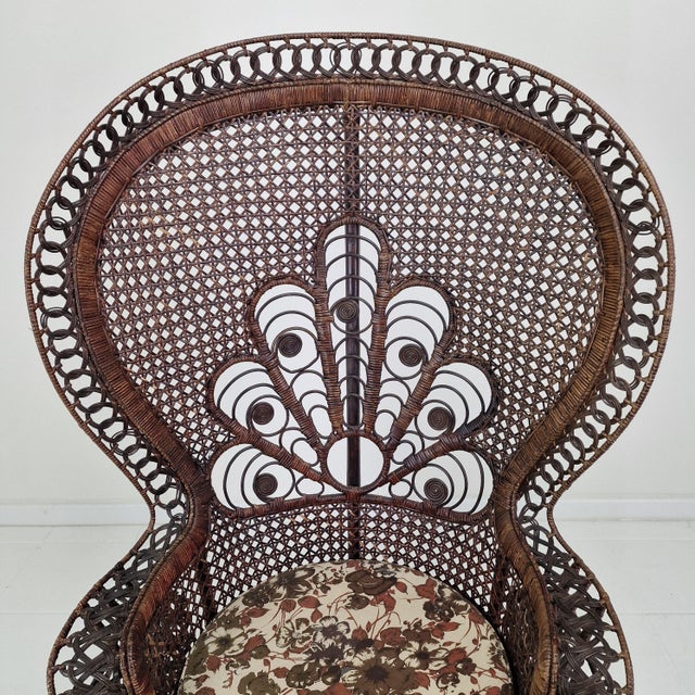 Mid-Century Emmanuelle or Peacock Chair in Rattan and Wicker, Italy, 1960s For Sale - Image 16 of 18