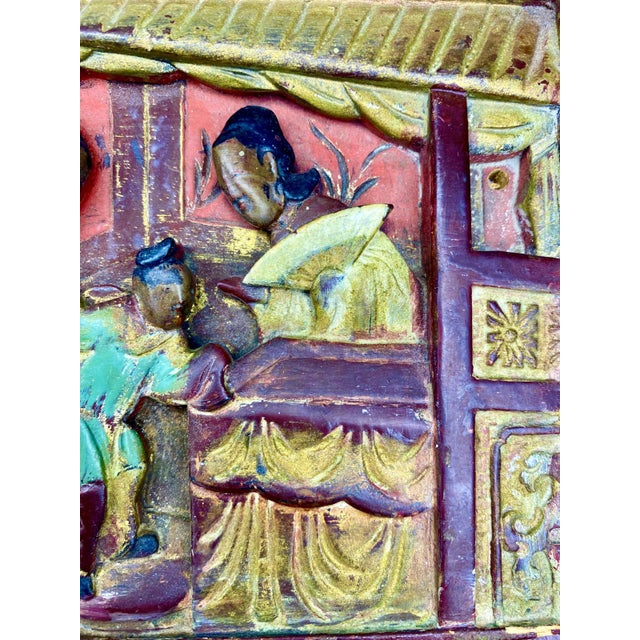 Rare Set of 3 Antique Chinese Gilt Wood Carved Panels | Qing Dynasty Chinoiserie Wall Art For Sale In Las Vegas - Image 6 of 17