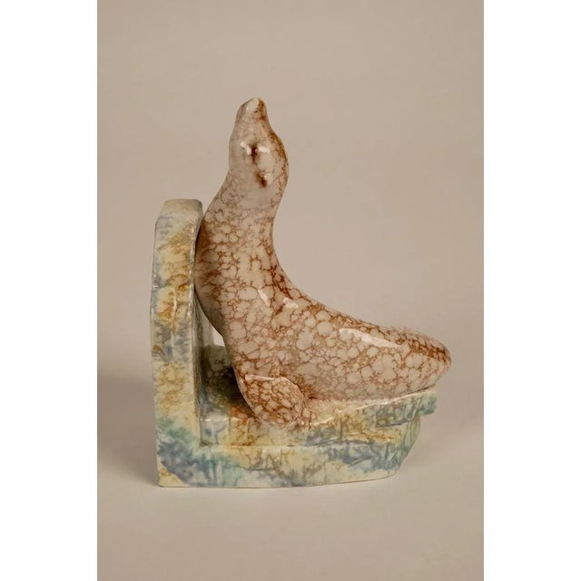Ceramic Cabana Style Ceramic Bookends with Seals, 1930s, Set of 2 For Sale - Image 7 of 15