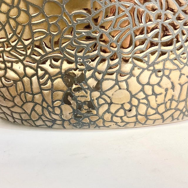 Brown 1980s Post Modern Contemporary Faux Reptile Ceramic Vase For Sale - Image 8 of 12