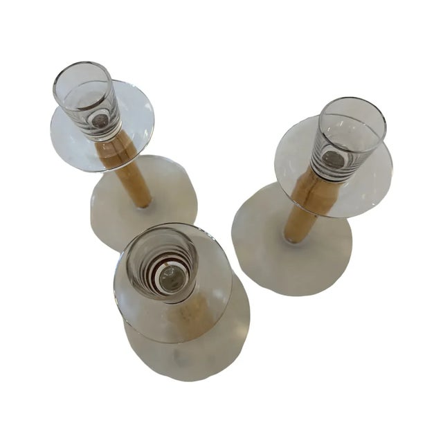 1990s Orrefors Nobel Crystal Candlesticks Set of 3 Gunnar Cyrén Sweden For Sale In West Palm - Image 6 of 9