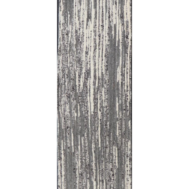 Ivory Keivan Woven Arts Modern Runner in Grey and Ivory 2'2 X 14'1 For Sale - Image 8 of 12