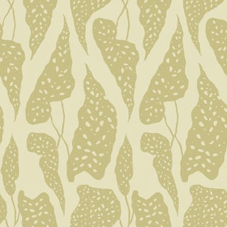 Sample - Begonia Wallpaper by Susan Hable in Lime For Sale