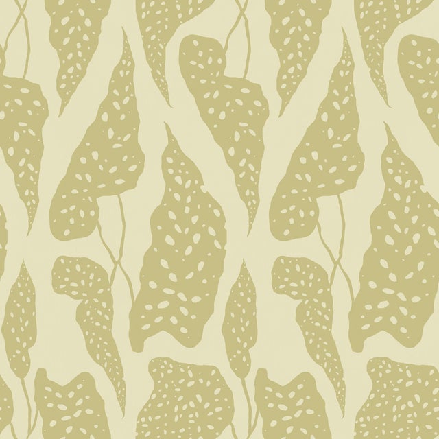 Sample - Begonia Wallpaper by Susan Hable in Lime For Sale