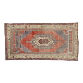 Vintage Turkish Oushak Gallery Rug, Wide Hallway Runner - 04'10 X 09'04 For Sale