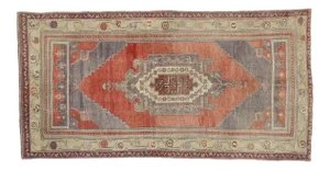 Vintage Turkish Oushak Gallery Rug, Wide Hallway Runner - 04'10 X 09'04