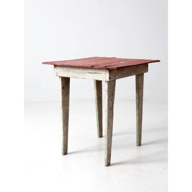 Vintage Rustic Painted Side Table For Sale - Image 9 of 12