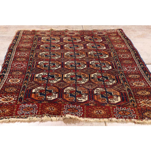 Vintage Persian Turkoman Rug, 03'03 X 04'09 For Sale - Image 9 of 10