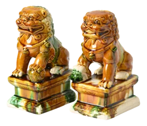 Chinese Sancai Glaze Foo Dog Figurines, 1970s, Set of 2